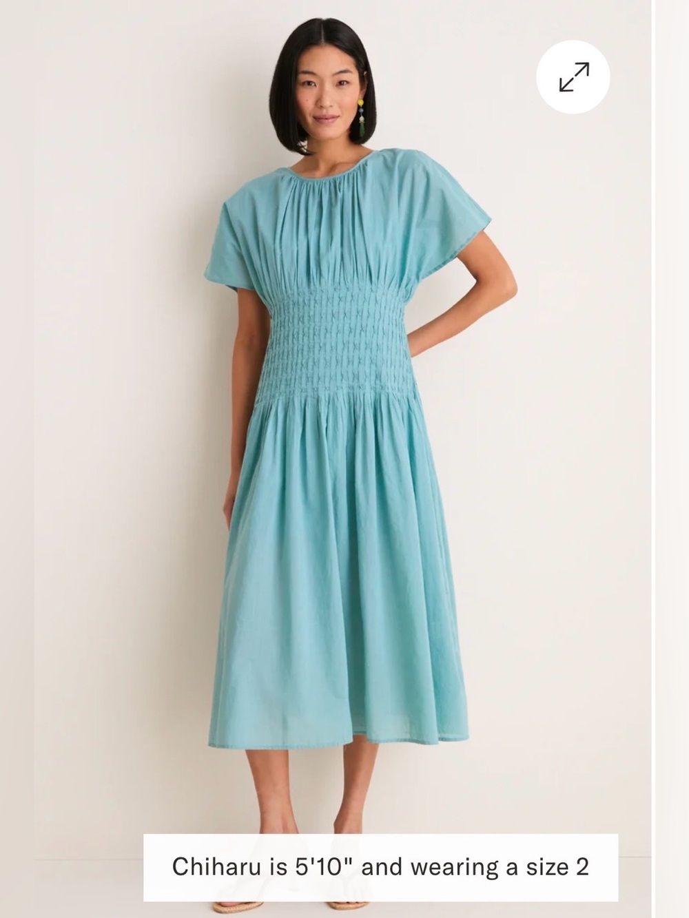 Sea New York Smocked Midi Dress in Teal Blue